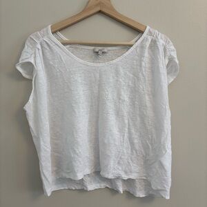 Joie White Short Sleeve linen Top